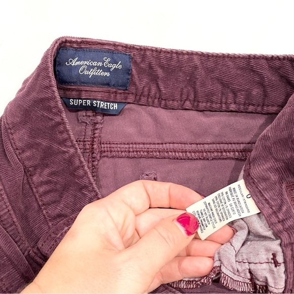 American Eagle Outfitters Super Stretch Corduroy Burgundy Purple Jeggings - Picture 3 of 4